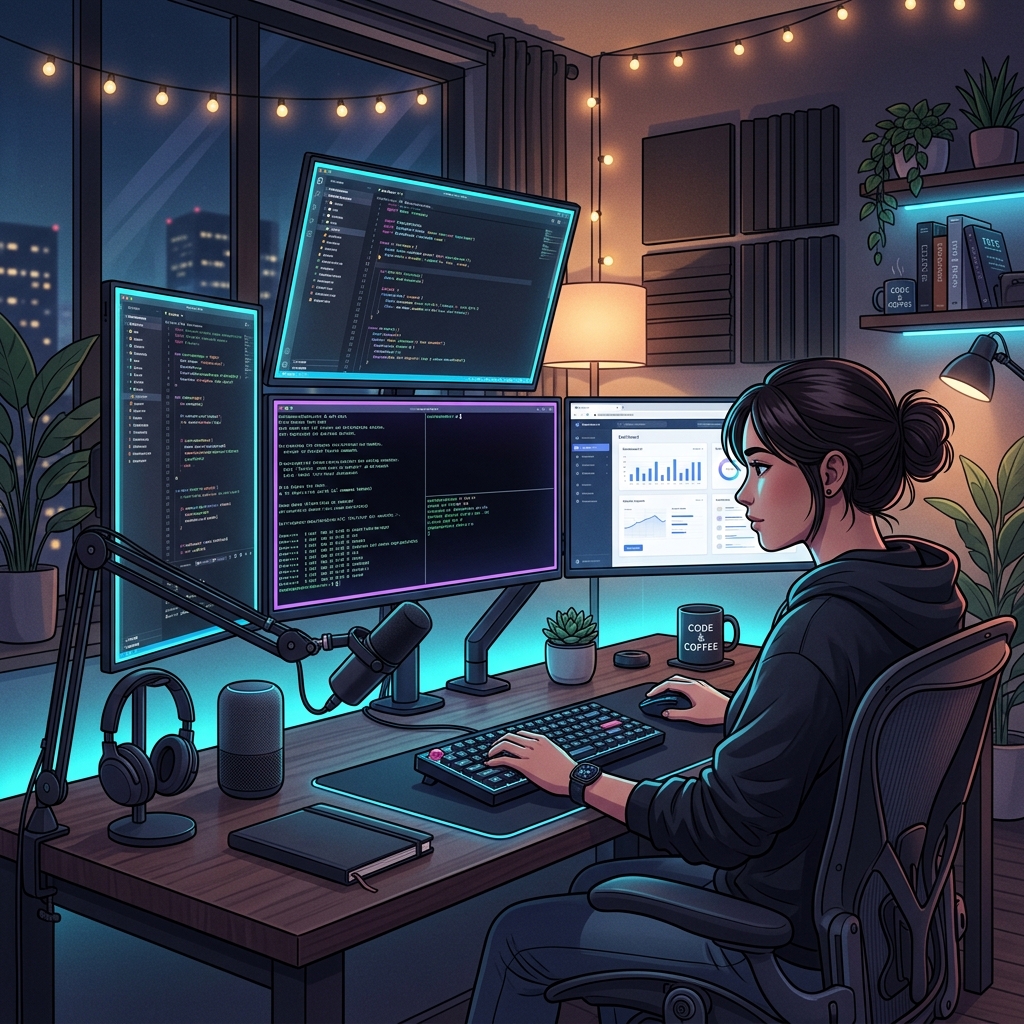 Modern Software Developer Workspace at Flexiapps